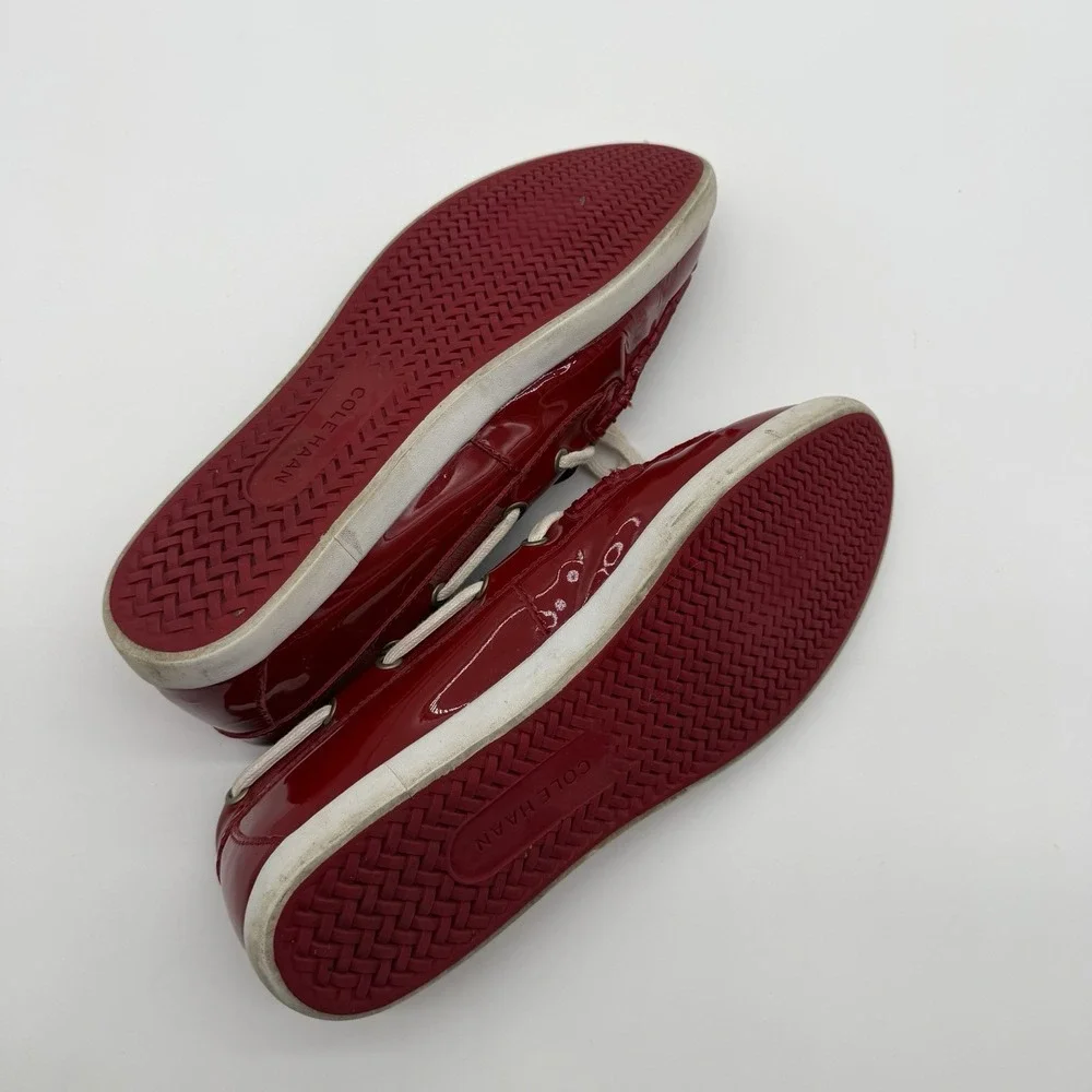 Cole Haan Women's Nantucket Camp Moc Patent Leather Boat Shoes Red Size 7.5
